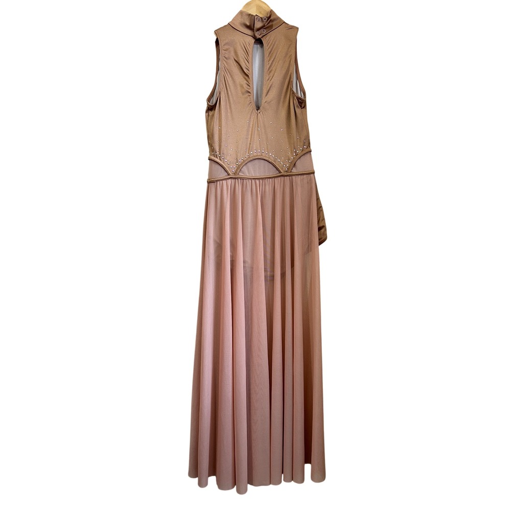 Weissman Bronze Rhinestone Lyrical Dance Costume Mesh Skirt MA Medium Adult - Picture 2 of 15